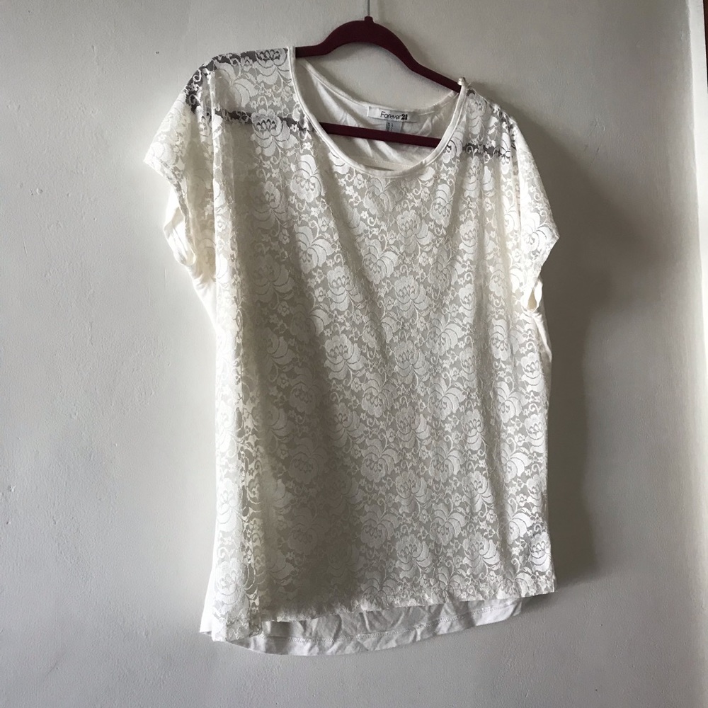 White lace tee - Forever 21 - Large